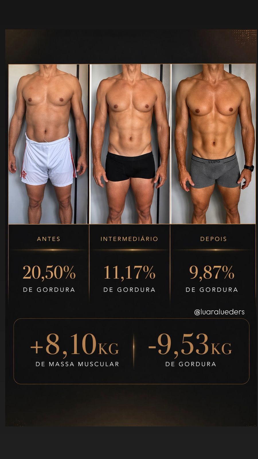 Transformação cliente +8,10kg massa muscular