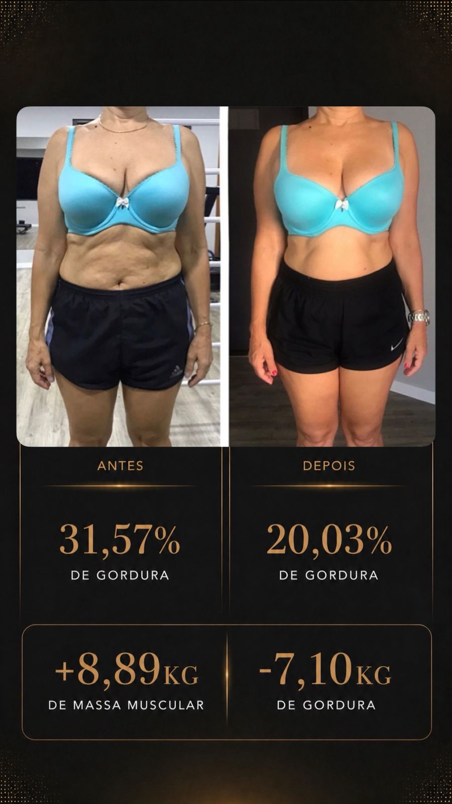 Transformação cliente +8,89kg massa muscular